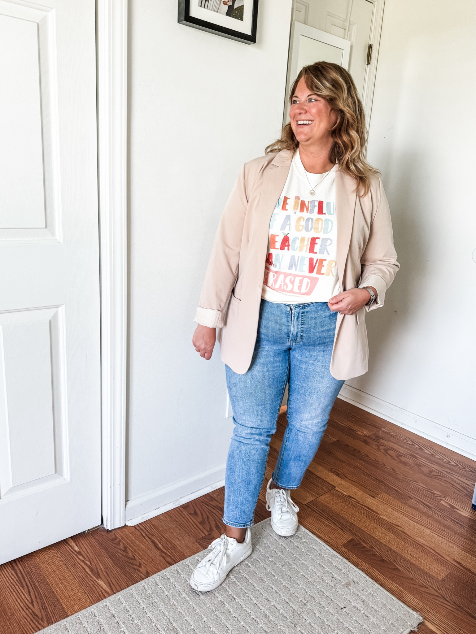 Cutest teacher tee!  Add a blazer, jeans and white sneakers and it’s a great Friday outfit.  

#LTKMidsize #LTKFindsUnder50 #LTKWorkwear