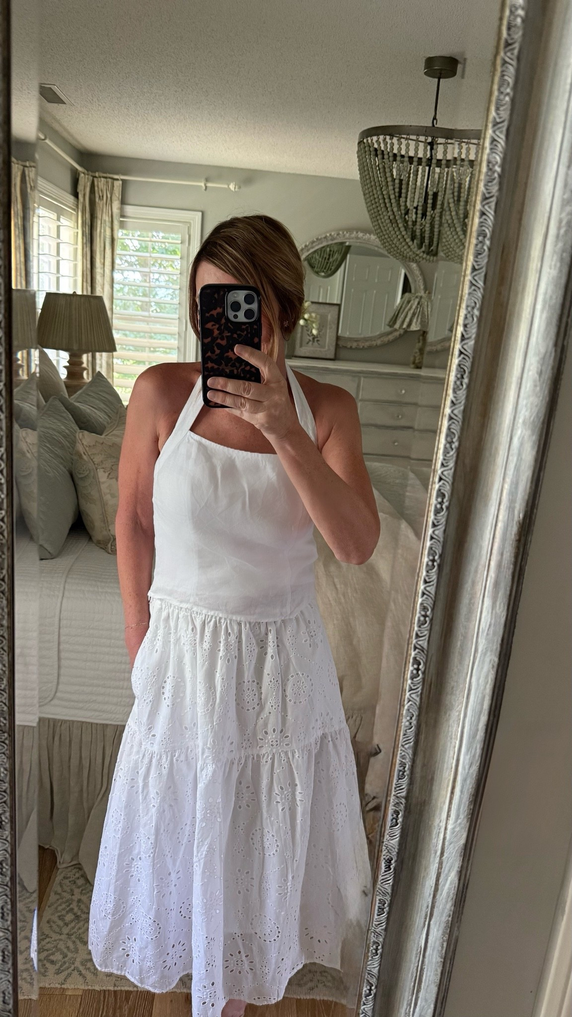 Cute linen halter top.  Skirt on sale! Runs tts

#LTKootd #LTKSaleAlert