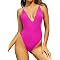 SHEKINI Women's Sexy Deep V Neck One Piece Ribbed Thong Swimsuit High Cut Backless Bathing Suit | Amazon (US)