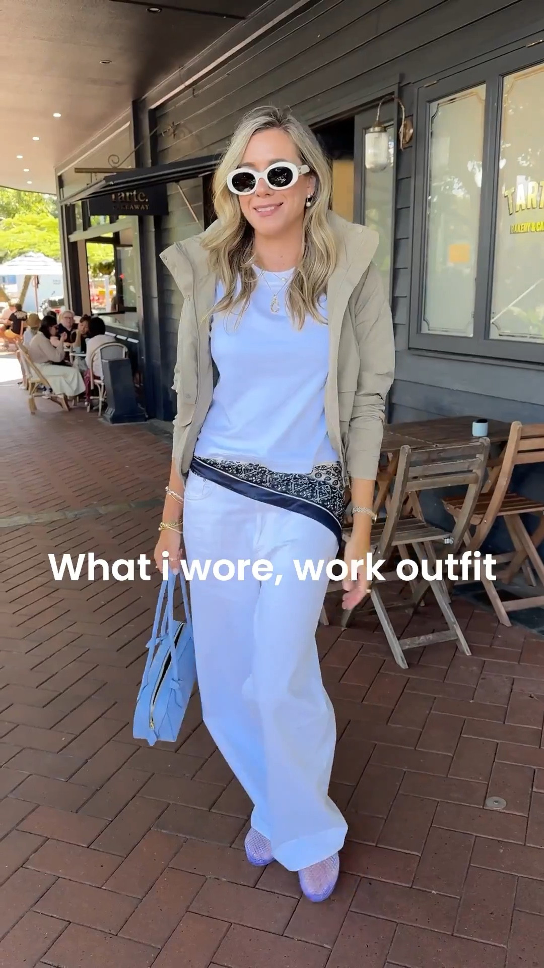 Work outfit

White jeans size 28 Agolde
Jelly clear ballet flats size IT41 Ancient Greek Sandals
White t-shirt size 10 COS
Scarf Mango
Tan jacket size US 6/AU 10
Blue bag Alaia
White sunnies Celine

#LTKspring #LTKFashionMonth #LTKaustralia