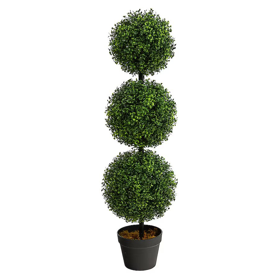 Nearly Natural 36-in Green Indoor/Outdoor Artificial Boxwood Artificial Tree | Lowe's