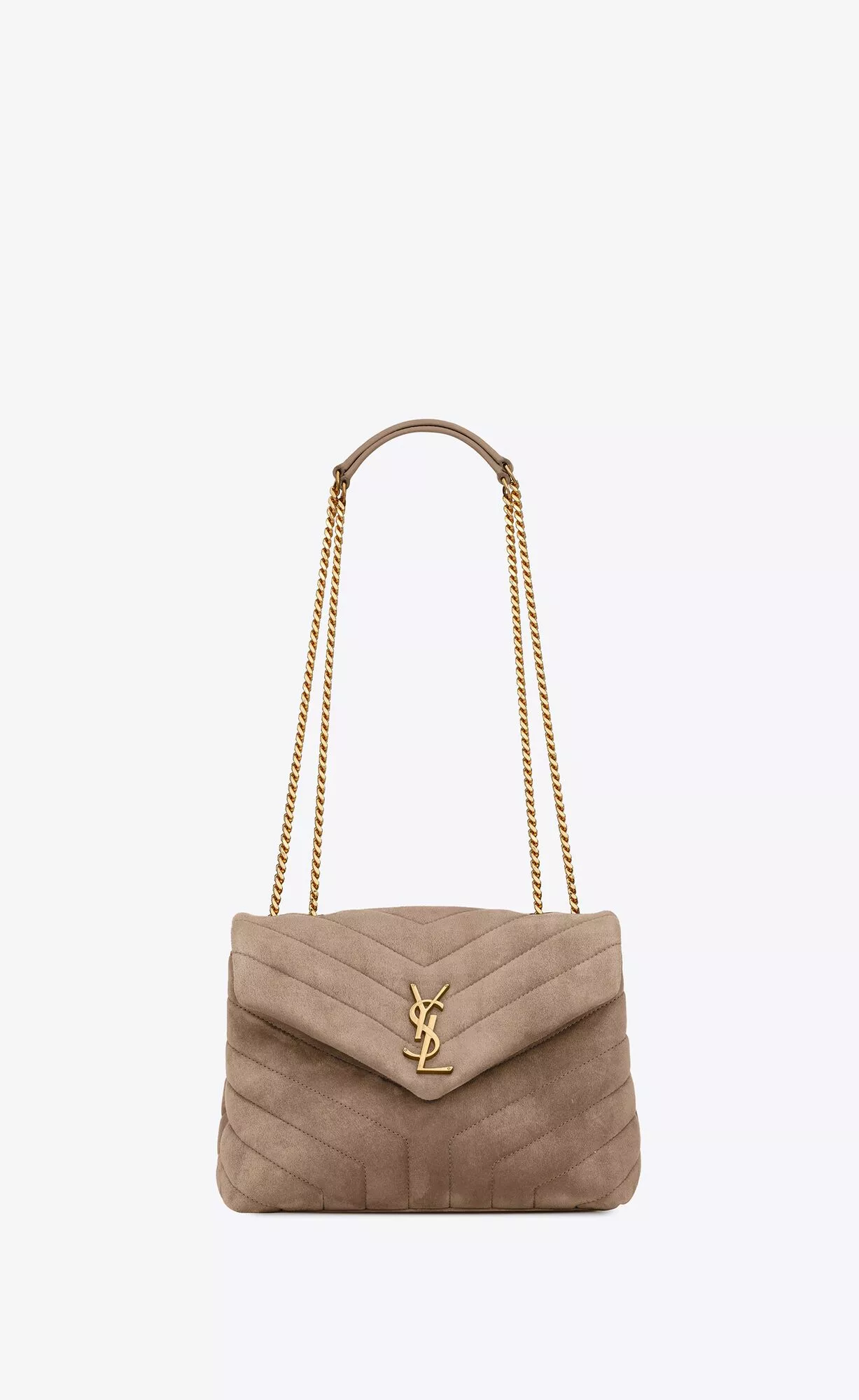 Shop Saint Laurent Loulou Small Chain Bag In Quilted y Suede