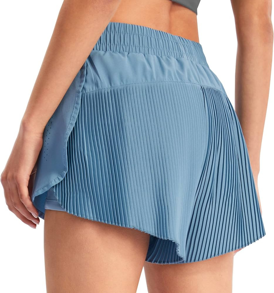 PERSIT Women ‘s 2 in 1 Quick Dry Running Athletic Drawstring High Waisted Shorts with 3 Pockets | Amazon (US)