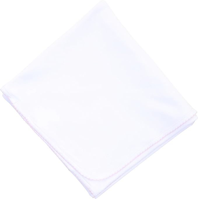 Magnolia Baby Baby Girl Solid Essentials Receiving Blanket White Pink One Size | Amazon (US)