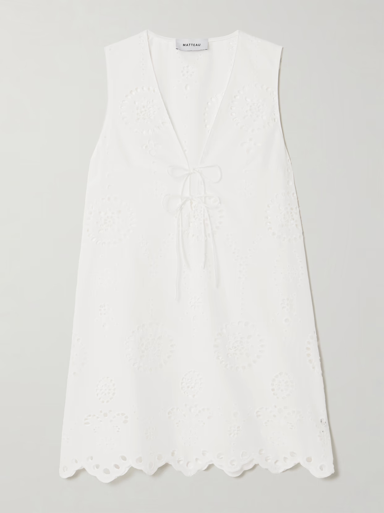 Matteau - Scalloped Broderie Anglaise Cotton Mini Dress - White | NET-A-PORTER (UK & EU)