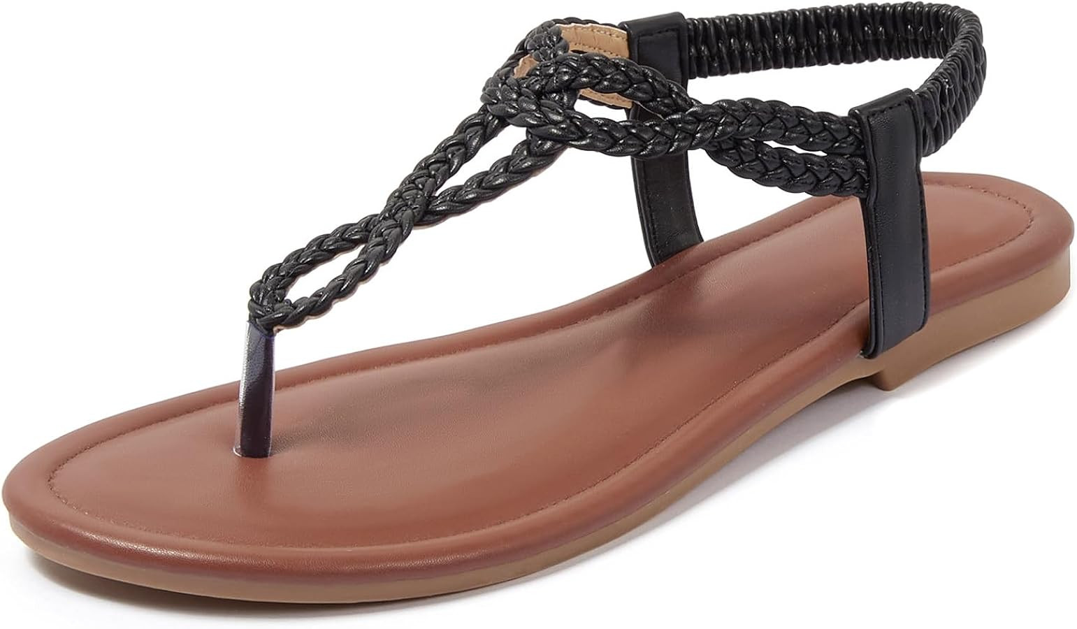 iCKER Women Flat Sandals Braided Thong Summer Elastic Strap Woven Beach Dressy Flip Flops Sandals | Amazon (US)