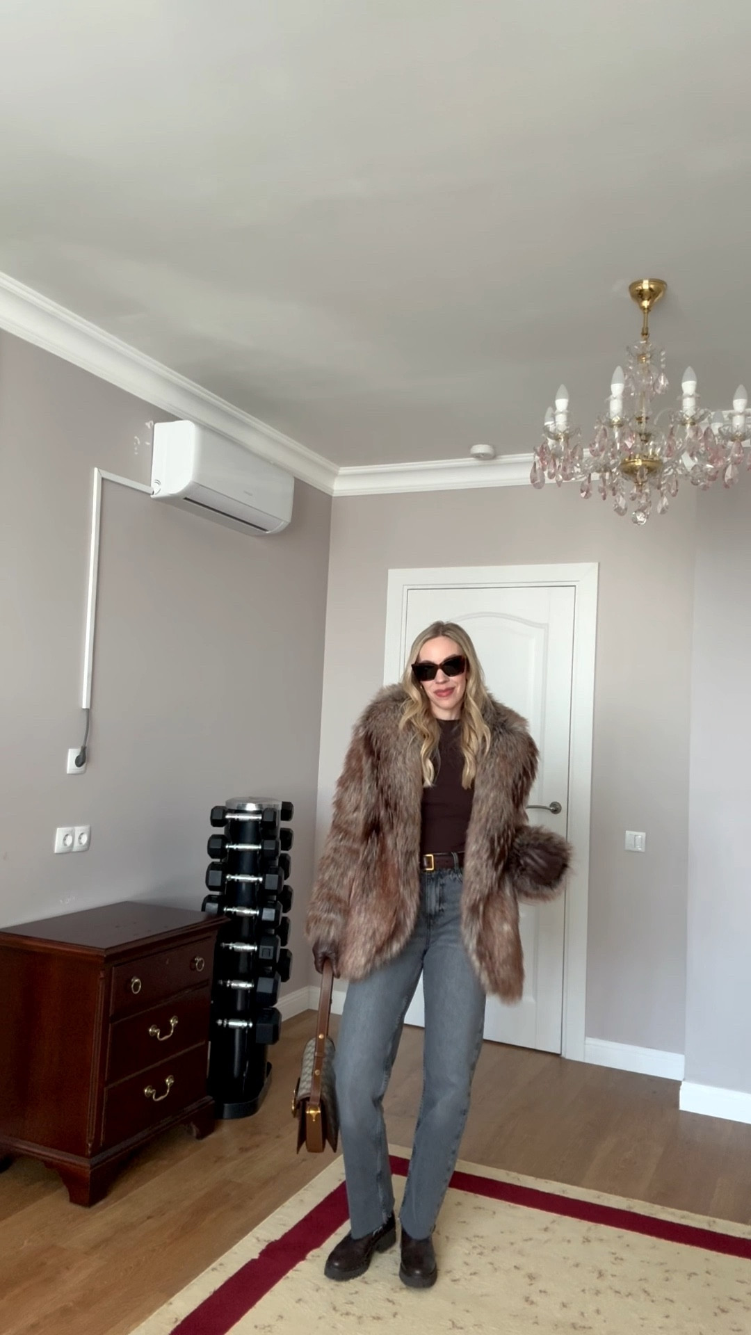 Faux fox fur coat, @Zara straight leg jeans, lug sole boots, brown and gray winter outfit, GRWM

#LTKgrwm #LTKootd #LTKOver40