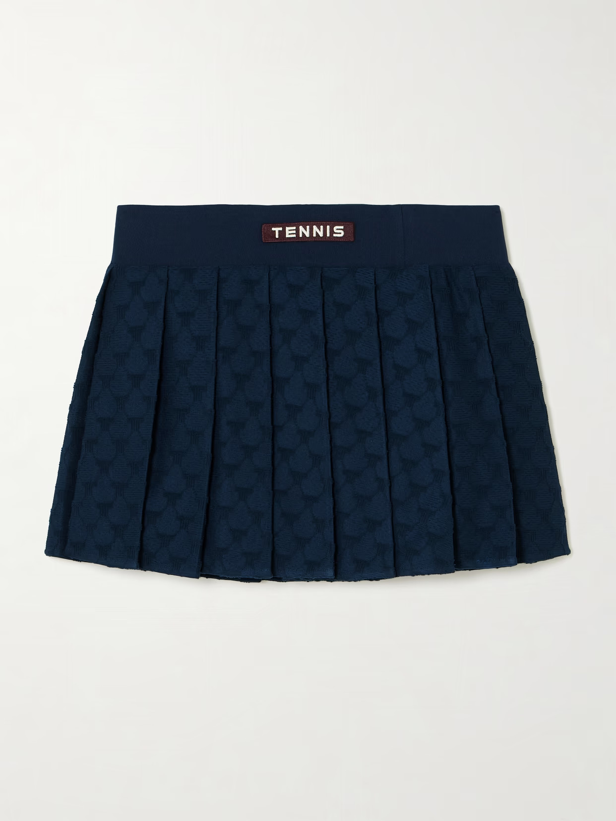 TORY SPORT - Appliquéd Pleated Terry-jacquard Tennis Skirt - Navy - small | NET-A-PORTER APAC