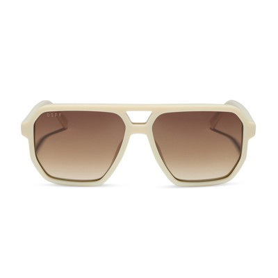 DIFF Cameron Oversized Navigator Sunglasses for Men and Women, Courtside Ivory + Brown Gradient | Target