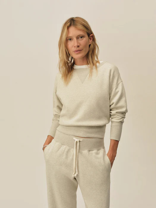 Heather Oat Featherweight Terry Shrunken Crew | Buck Mason | Buck Mason