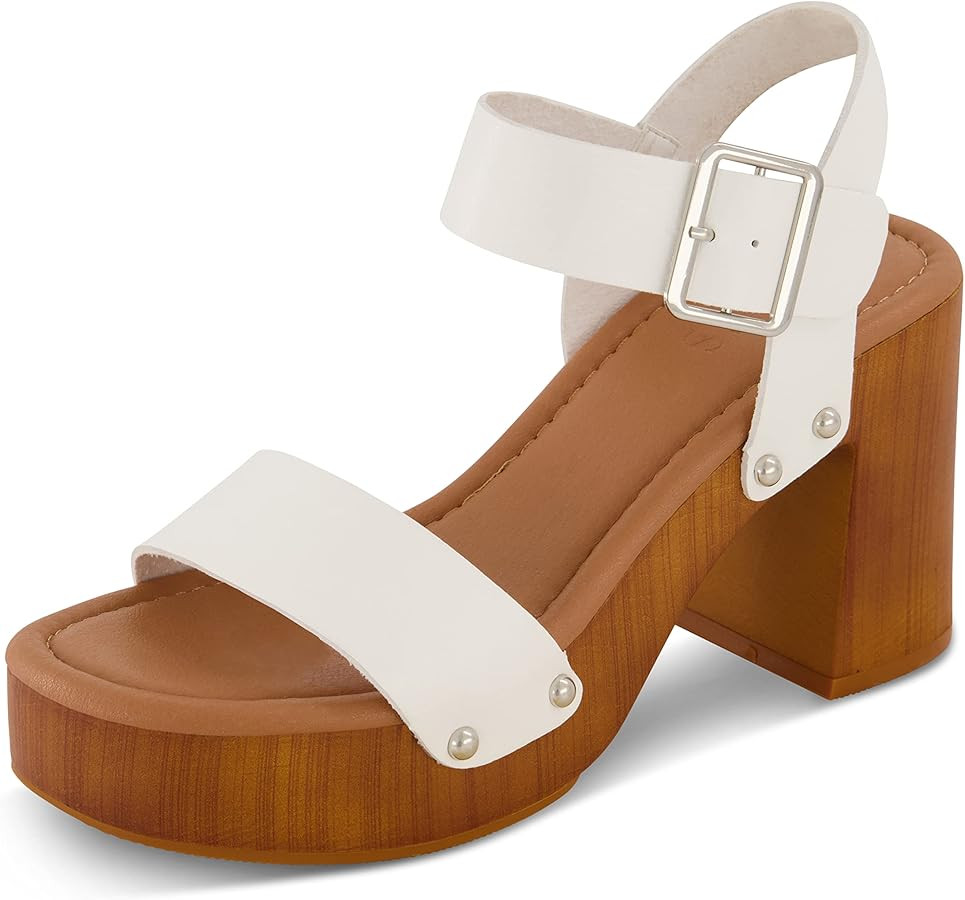 Dunes Women's Peru Faux Wood Sandal +Comfort Foam & LiteSole Technology, Wide Widths Available | Amazon (US)