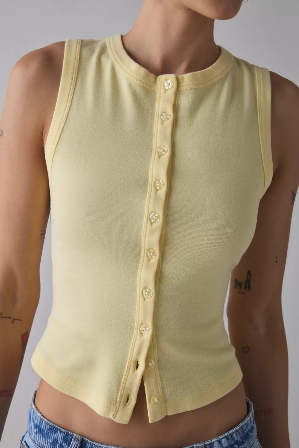 BDG Gigi Knit Button-Down Tank Top | Urban Outfitters (US and RoW)