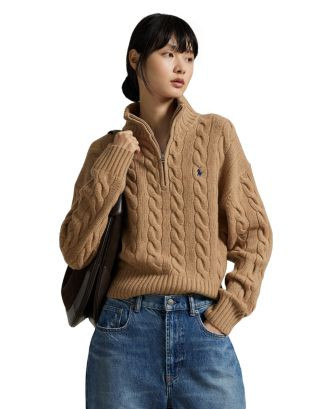 Cable Wool Cashmere Half Zip Sweater | Bloomingdale's (US)