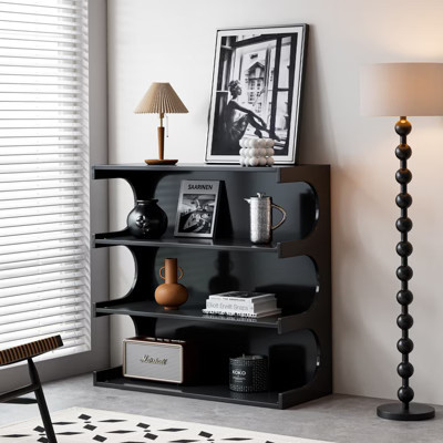 GDFStudio Reynolds Minimalist 36" Multifunctional 4-Tier Bookshelf, Black | Target