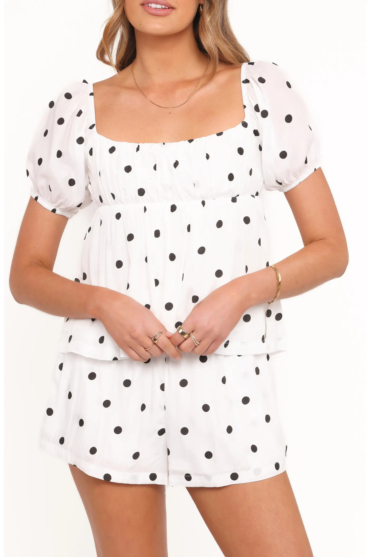 Petal & Pup Julia Polka Dot Puff Sleeve Top & Shorts Set (Women) | Nordstrom | Nordstrom