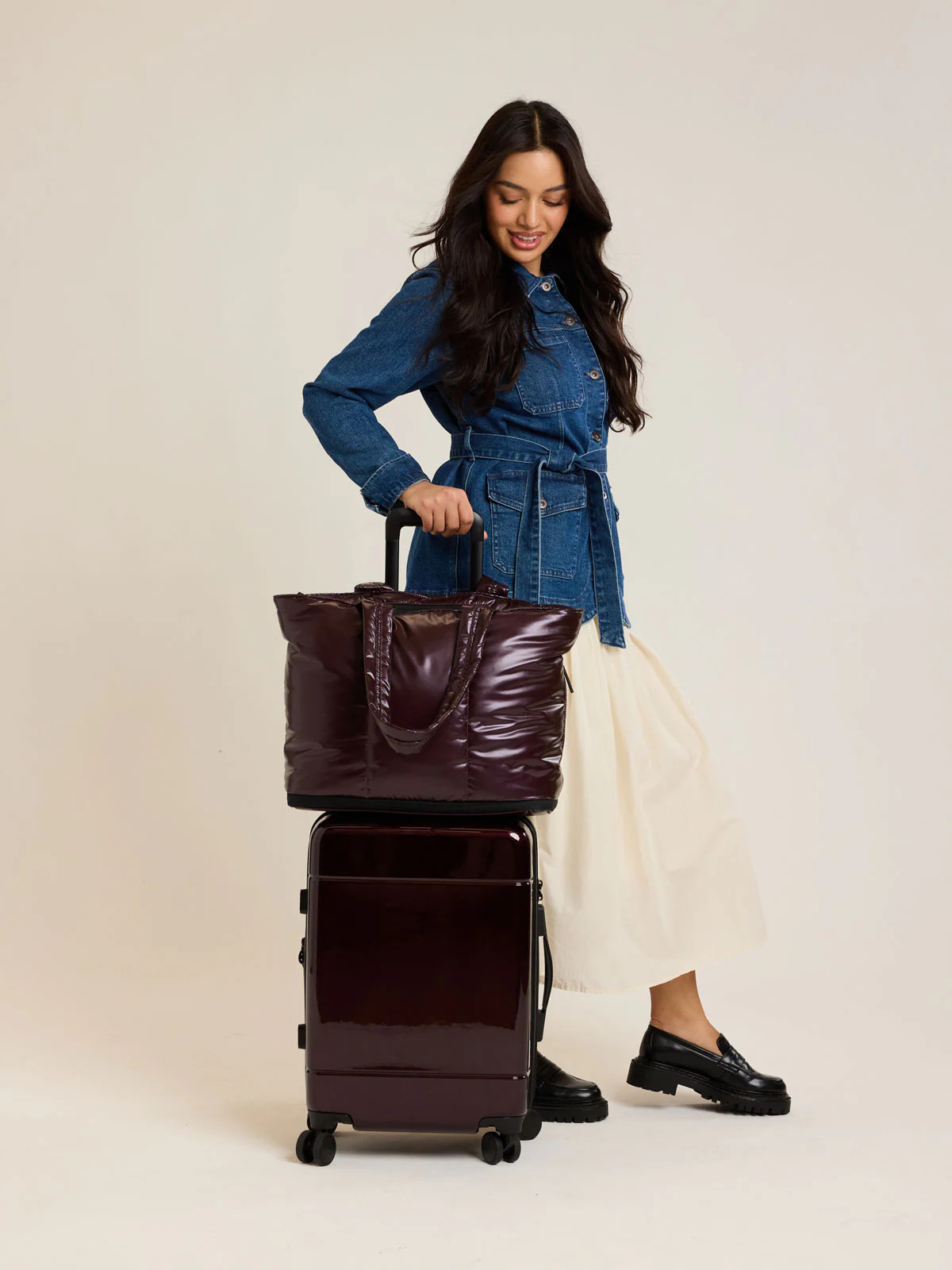 Luka Expandable Laptop Tote in Glazed Dark Cherry | CALPAK