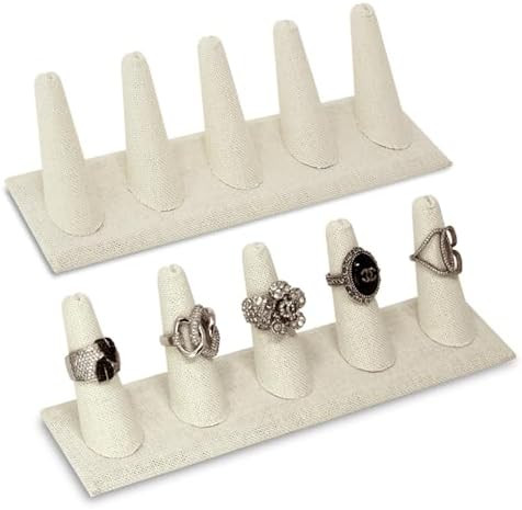 MOOCA 2 Pcs Set Ring Organizer for Showcase Display Drawer 5 Long Ring Storage Holder Jewelry Dis... | Amazon (US)