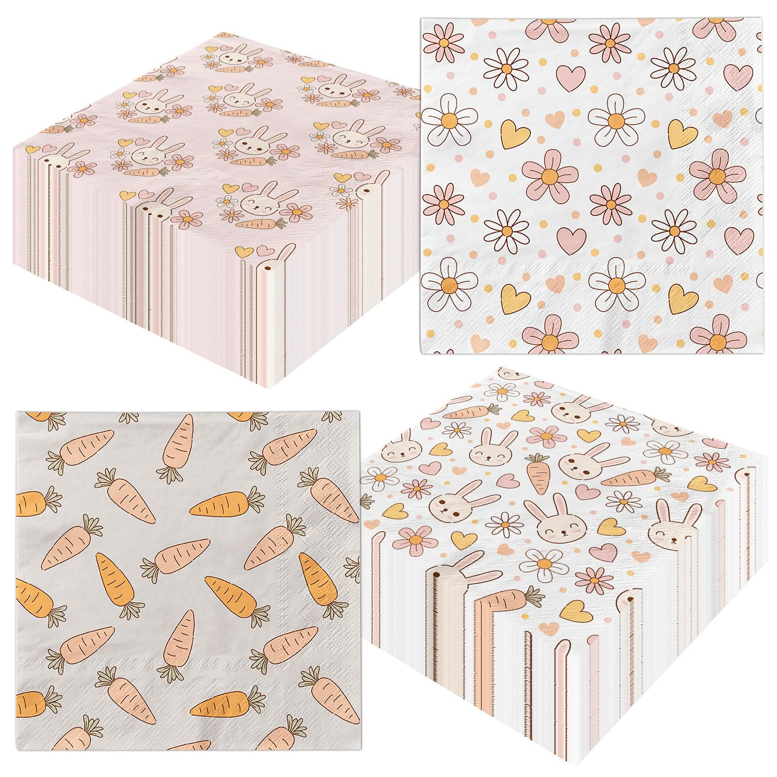 Easter Napkins, 40Pcs Easter Party Supplies Rabbit Carrot Paper Napkins Easter Disposable Dinner ... | Amazon (US)