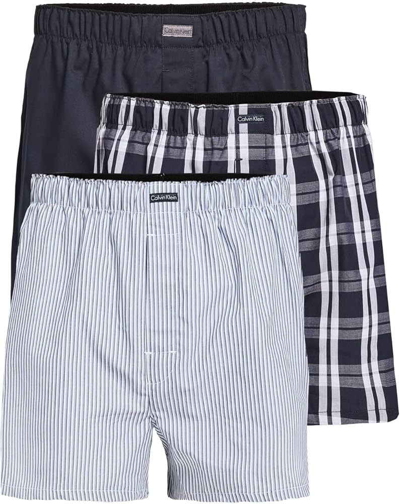 Calvin Klein Men's Underwear Cotton Classics 3-pack Woven Boxer | Amazon (US)