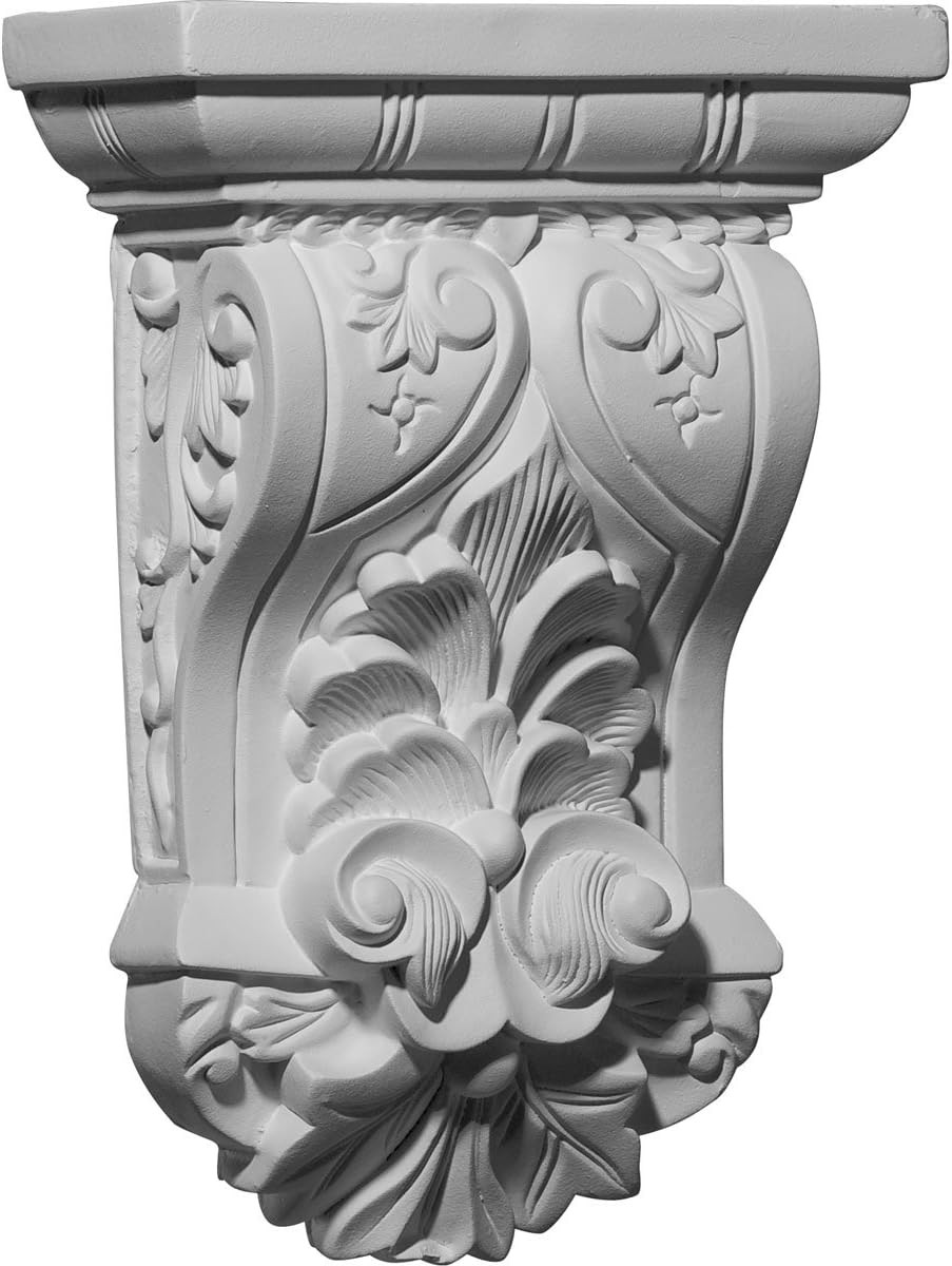 Ekena Millwork COR07X03X10NA 7 1/4-Inch W x 3-Inch D x 10 1/8-Inch H Nadia Leaf Corbel , White | Amazon (US)