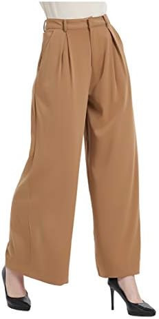 Tronjori Women High Waist Casual Wide Leg Long Palazzo Pants Trousers Regular Size | Amazon (US)