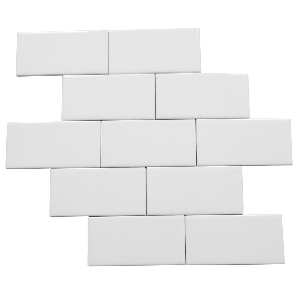 Rittenhouse Square Arctic White 3 in. x 6 in. Ceramic Modular Wall Tile (12.5 sq. ft. / case) | The Home Depot