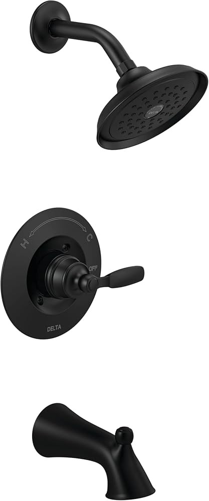 Delta Faucet Woodhurst 14 Series Matte Black Shower Faucet, Tub and Shower Trim Kit with Single-S... | Amazon (US)