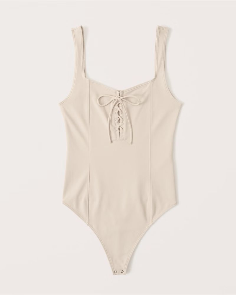 Lace-Up Corset Seamless Fabric Bodysuit | Abercrombie & Fitch (US)