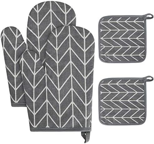 ORNOOU Oven Mitts and Potholders 4pcs/Set, Scandinavian Design Thicken Heat-Resistant Gloves and ... | Amazon (US)