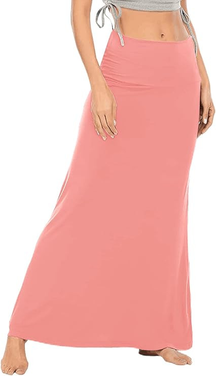LYANER Women's Casual High Waist Solid Flare Long Maxi Skirt | Amazon (US)