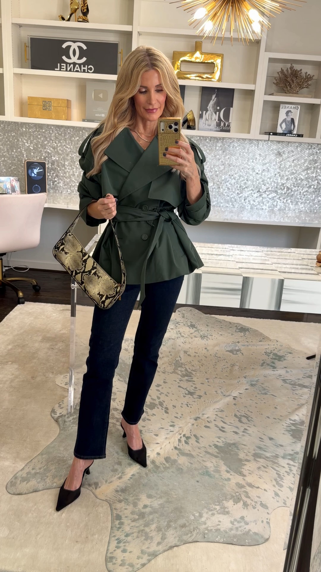 An elegant green jacket instantly makes these $50 jeans look designer! The belted waist creates such a flattering shape, while the dark denim and black heels keep the outfit sleek. I’m wearing an XS in the jacket and a size 24 x 28 in the jeans. #LTKOver40 #FallStyle #JacketStyle #JeansUnder100
 

 #LTKootd #LTKSeasonal #LTKOver40