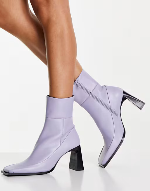Topshop Harper leather high ankle boot in lilac | ASOS (Global)