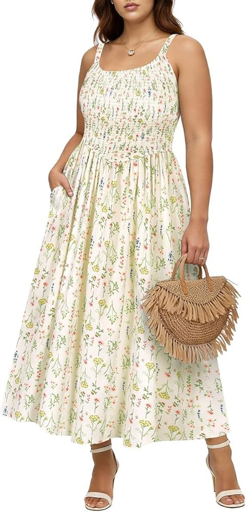 RITERA Plus Size Dresses for Women Square Neck Spaghetti Strap Summer Maxi Dress Sleeveless Smock... | Amazon (US)