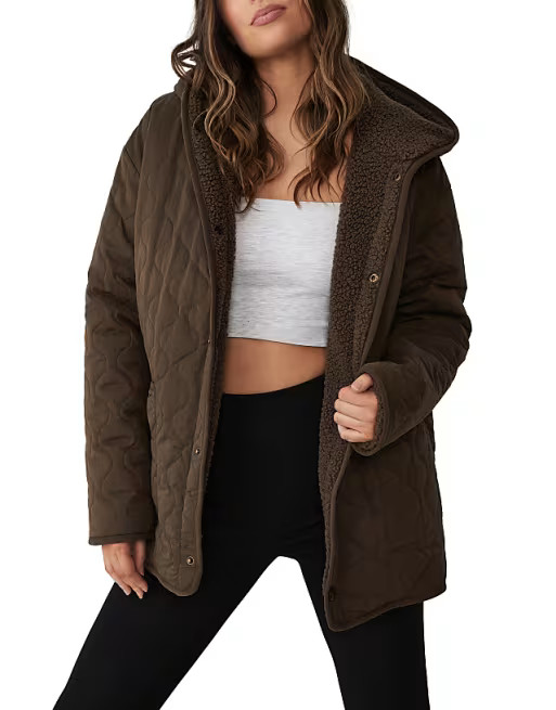 Cotton:On quilted reversible jacket in brown | ASOS (Global)