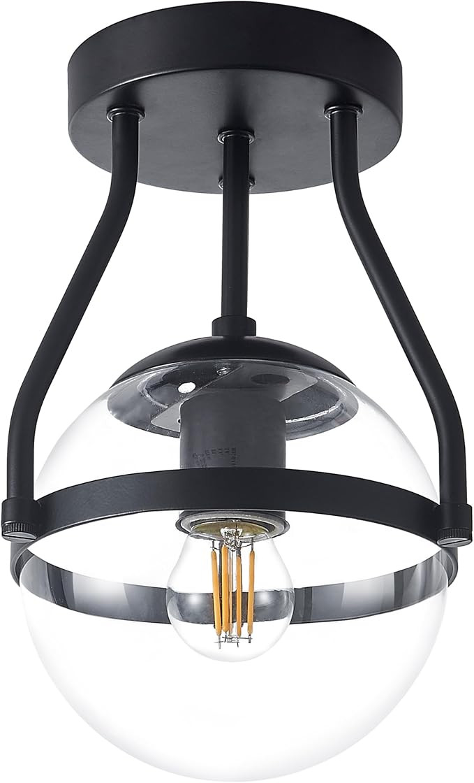 6" Globe Semi Flush Mount Ceiling Light Fixture Modern Black Semi Flush Mount Ceiling Light Mid C... | Amazon (US)