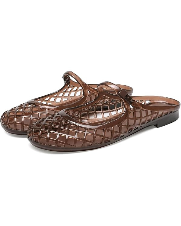 ClassicSter Jelly Mary Janes for Women Mesh Flats Clear Jellies Slide Closed Toe Slip On Mules Be... | Amazon (US)