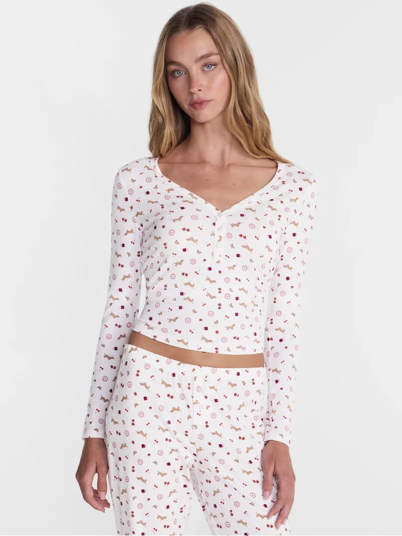 No Boundaries Cloud Core Henley Sleep Shirt, Women's XXS-3X | Walmart (US)
