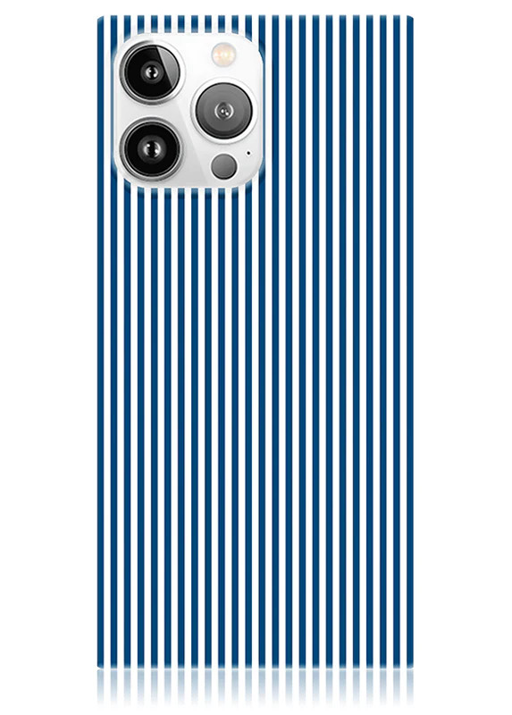 SQUARE\u00ae Blue & White Oxford Stripe iPhone Case | FLAUNT