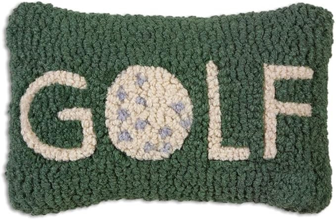 Artist-Designed Golf Hand-Hooked Wool Decorative Throw Pillow - Golf Pillow for Couches & Beds - ... | Amazon (US)