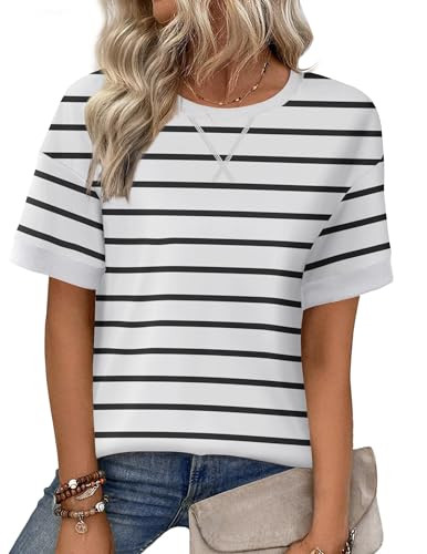 Zeagoo Womens Summer Tops Oversized Crewneck Short Sleeve T Shirts Casual Loose Fit Blouse Y2K 20... | Amazon (US)