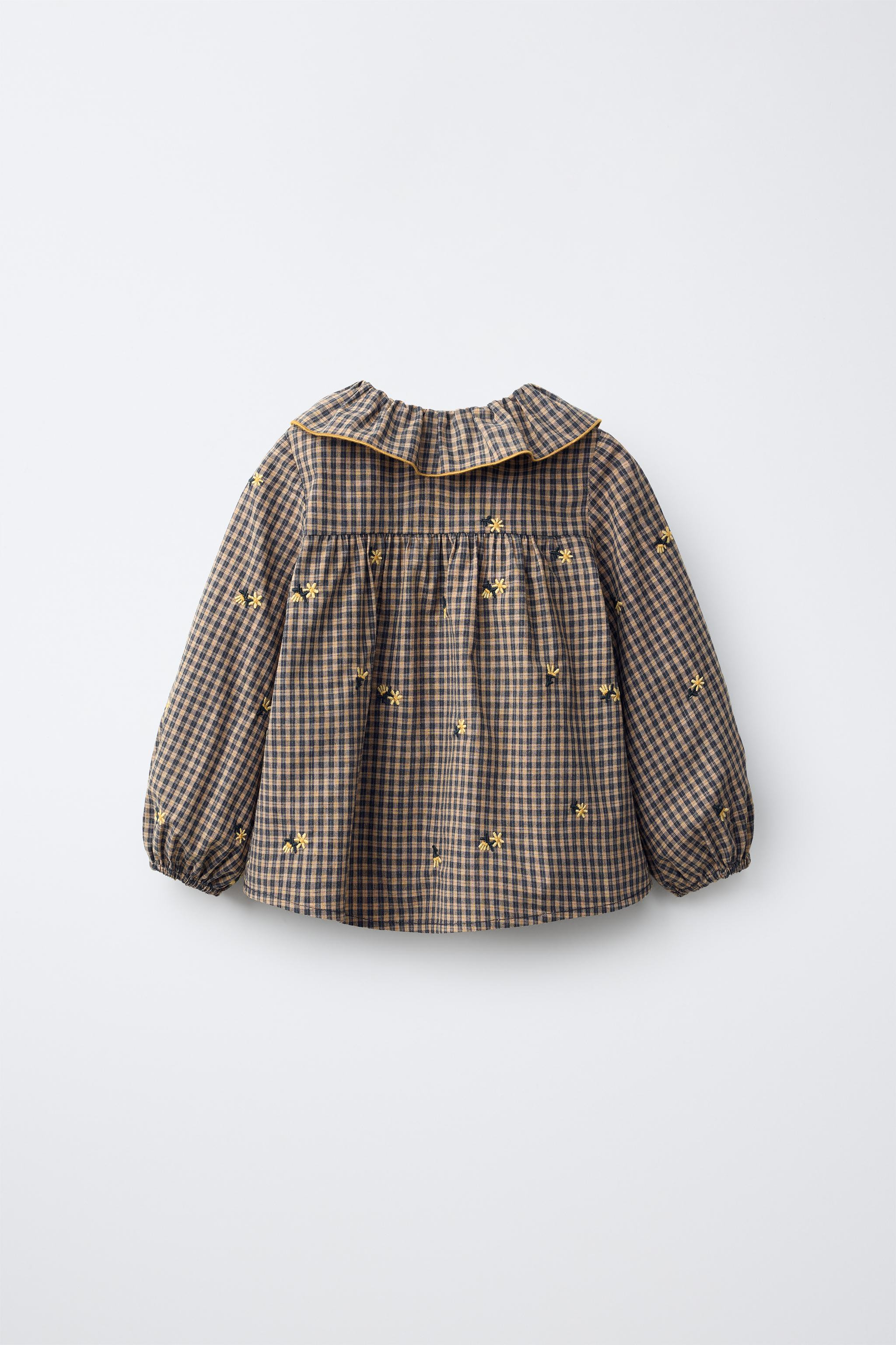 EMBROIDERED FLORAL GINGHAM SHIRT | Zara US