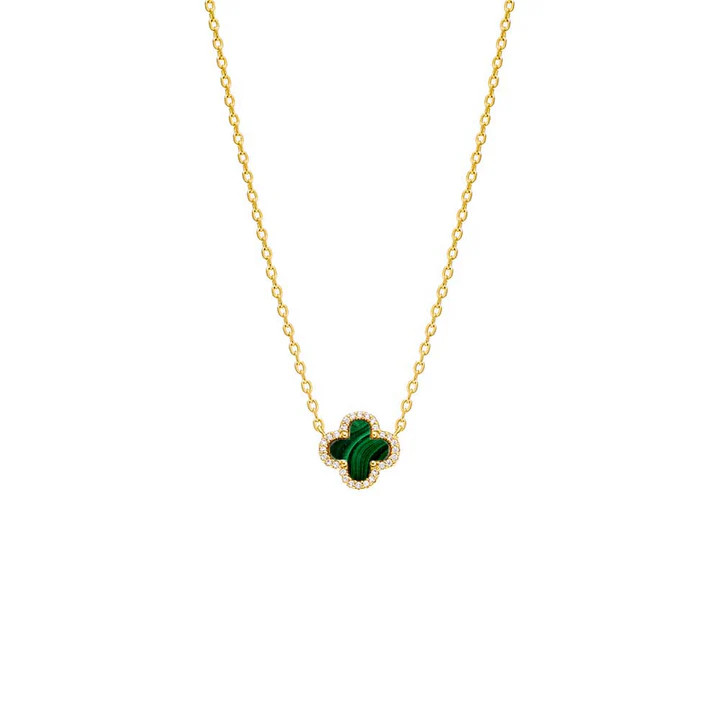 Pave Outlined Four Leaf Clover Necklace | Adina Eden