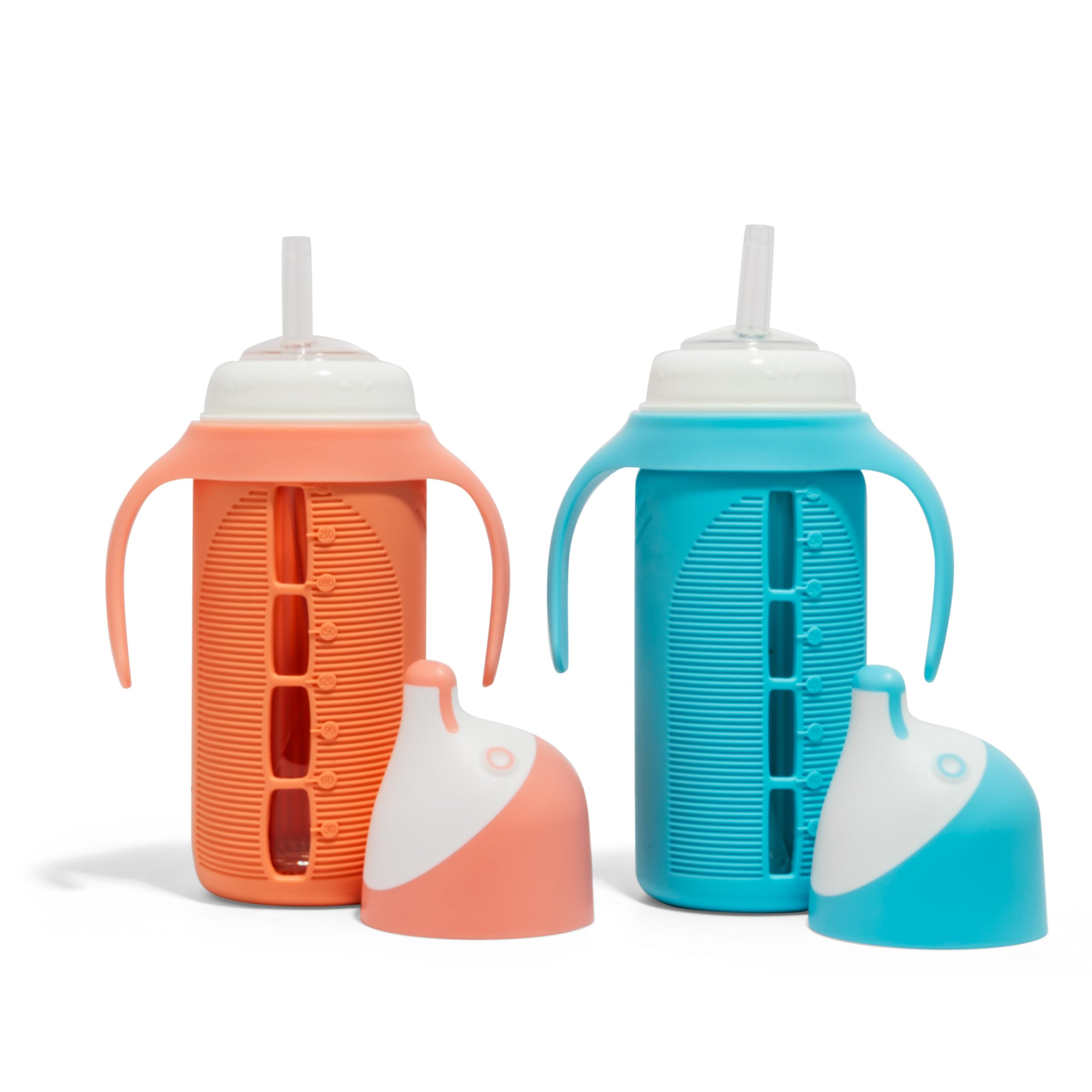 Set of 2 - Glass Sippy Cup for Toddlers - The Luca | Spill-Proof | Silicone Straw | Blue & Orange... | Amazon (US)
