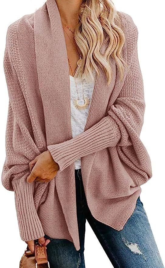 Mafulus Womens Cardigan Sweaters Oversized Open Front Batwing Chunky Knit Outwear | Amazon (US)