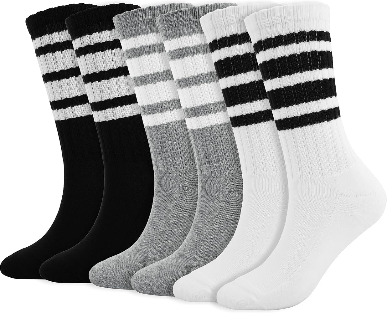 BomKinta Striped Crew Socks Women - Retro Novelty Socks - Stretchy Casual Athletic Cotton Sock Si... | Amazon (US)