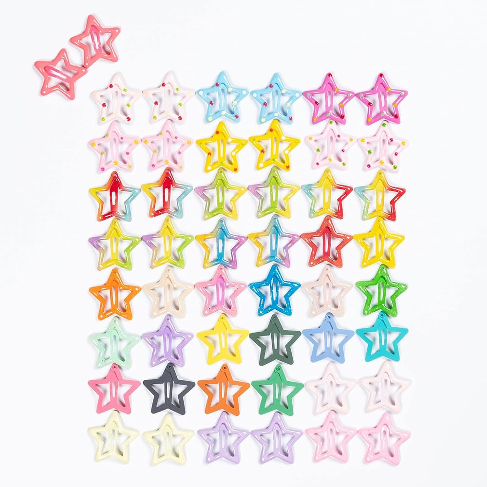 Star Hair Clips for Girls, 50 Pcs No Slip star Metal fashion Hair Snap Clips Barrettes for Kids T... | Amazon (US)