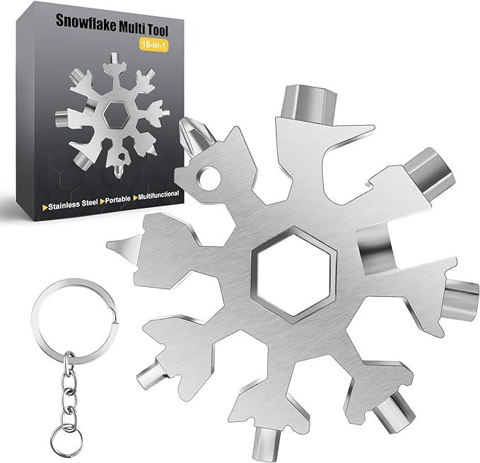 Snowflake Multitool, 1Pcs 18 in 1 Snowflake Multi tool Stainless Steel Snowflake Tool with Keyrin... | Amazon (US)