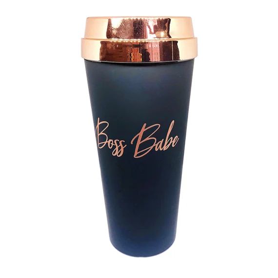 PRE-SALE Boss Babe rose gold matte black travel coffee mug  | Etsy | Etsy (US)