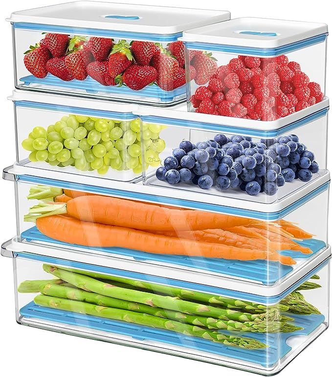 MineSign 6 Pack Stackable Fridge Organizers and Storage Clear Refrigerator Organizer Bins With Ve... | Amazon (US)