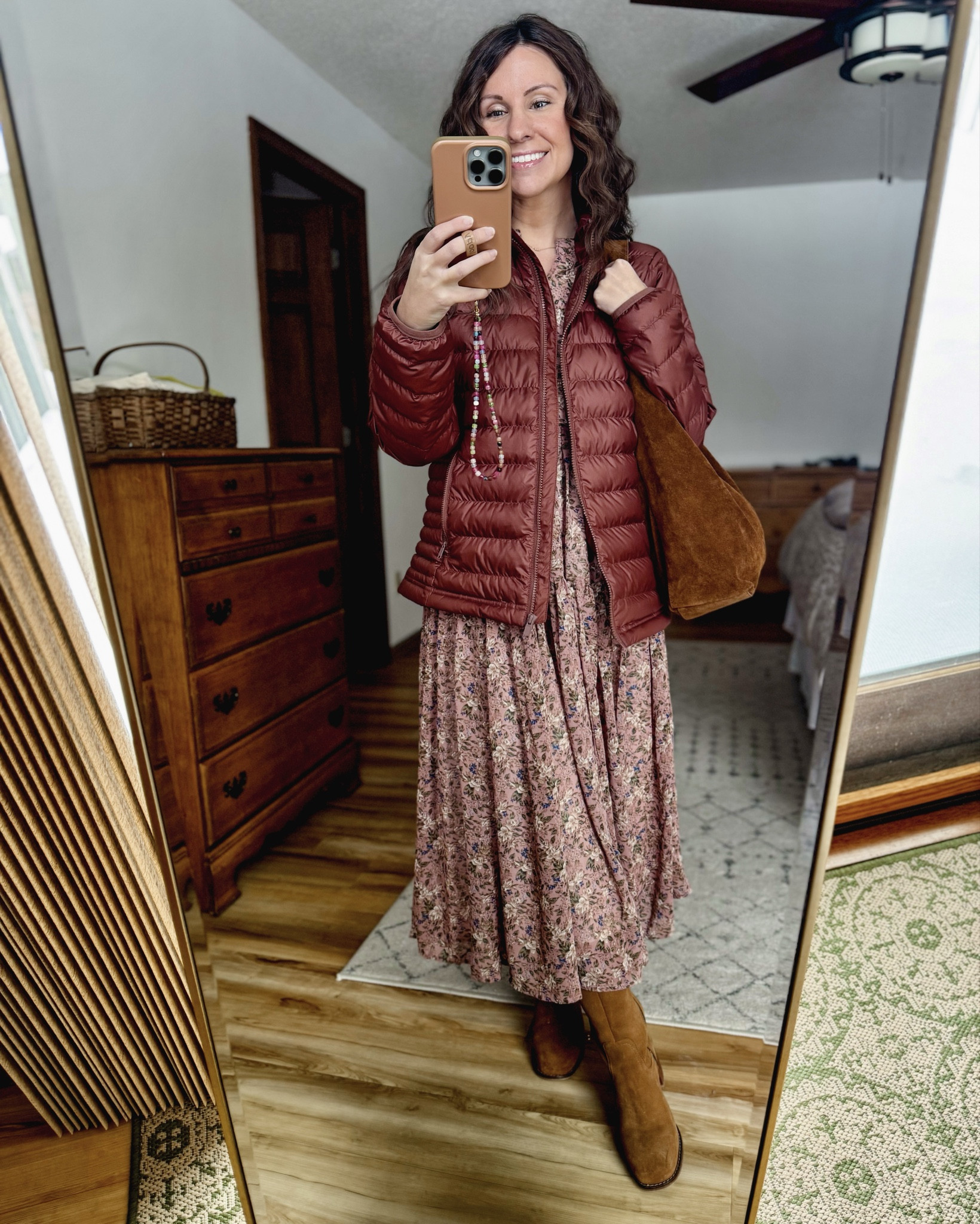 Wearing xs in my dress (mauve print) and my bag is the whiskey color. My boots are older so I linked similar! My coat is size small (also linked the hooded version).

S/M in my fleece tights! They kept me super cozy! 

Linked my earrings, necklace and 2 of my 3 bracelets (I made my “mama’ one, but linked similar too!).



#LTKPetite #LTKValentine #LTKgrwm